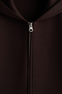 Sweat à capuche zippé uni de haute qualité pour homme, en tissu brossé épais, avec fermeture entièrement métallique. - Product Image 6