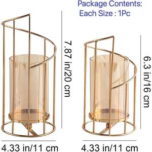 Golden Metal Candle Holder 7.87 in/20 cm and 6.3 in/<b>16</b> cm Home Decoration Lanterns Set - Product Image 1