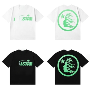 เสื้อยืดผู้ชายคุณภาพสูง ทรงหลวม สไตล์ลำลอง แฟชั่น แขนสั้น ผ้าฝ้าย 100% ลายพิมพ์วินเทจ Hell Star เสื้อผ้าฤดูร้อน 1:1 - Product Image 1