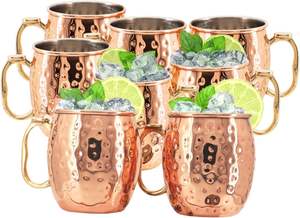 Tazas Moscow Mule de Cobre con Revestimiento de Acero Inoxidable, Juego de 2 con 2 Pajitas, 1 Jigger, 1 Cuchara y 1 Cepillo, Juego de 128 - Product Image 3