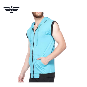 Sweat à capuche sans manches pour homme, color-block, sportif, écologique, doublé polaire, pour l'automne et l'entraînement en salle de sport - Product Image 3