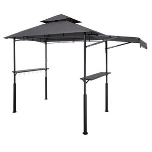 Gazebo per Barbecue a Due Livelli in Acciaio 8 x 5 Piedi, Tettoia Rinforzata e Pergola con Tenda Extra, Riparo in Acciaio Verniciato a Polvere - Product Image 1