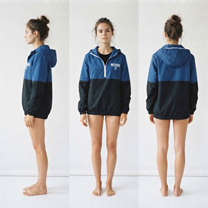 Veste coupe-vent à capuche pour femme, fermeture éclair 3/4, veste de randonnée, 100% nylon, imperméable, capuche personnalisée avec logo brodé, pull à capuche anti-pluie - Product Image 5