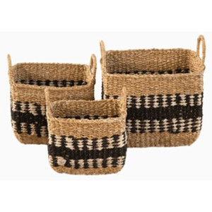 Panier de rangement en jonc de mer tressé fait main, écologique, en fibres naturelles, avec poignées, pour la décoration intérieure - Vente en gros - Product Image 5