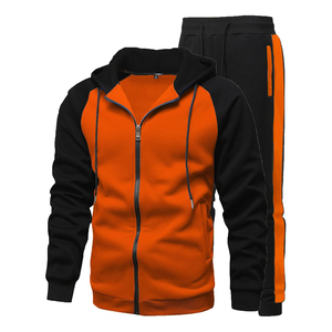 Conjunto Deportivo para Hombre con Capucha, Bloques de Color Morado y Amarillo, Cierre de Cremallera, Manga Larga, Estilo Casual para Otoño - Product Image 5