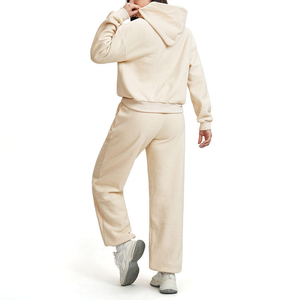 <b>Ladies</b> Solid Color Zip Front <b>Crop</b> Hooded <b>Jogger</b> Tracksuit Set Breathable Quick Dry Winter Gym Wear for Women - Product Image 5