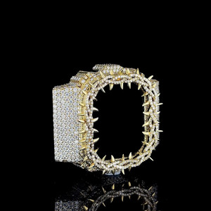 <b>Gold</b> Iced Out Spike Bezel DW5600 <b>Watch</b> Case Cover for <b>Men</b> Women Hip Hop Jewelry - Product Image 3