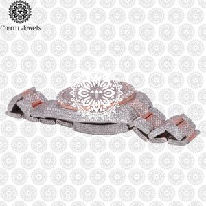 Charm Jewells Luxury <b>Men's</b> Stainless Steel <b>Watch</b> 40mm Case Mechanical Movement Diamond Accents Leather Band 10 Bar Water - Product Image 6