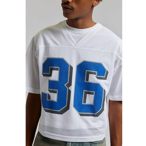 Maillot de football personnalisé surdimensionné en maille, coupe courte et carrée, style rétro streetwear, t-shirt de football pour homme - Product Image 1