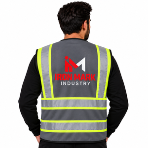 Gilet de sécurité haute visibilité réfléchissant Iron Mark, unisexe, vêtements de travail en coton, certifié CE, avec poches et logo imprimé - Product Image 2