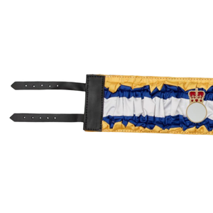 Ceinture de championnat royale avec design couronne, tissu bleu et or, ceinture de titre haut de gamme pour événements - Product Image 5