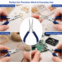 Pince à bec rond en acier inoxydable de haute qualité pour la pose de bijoux, outils de bricolage avec poignée bleue et options personnalisables