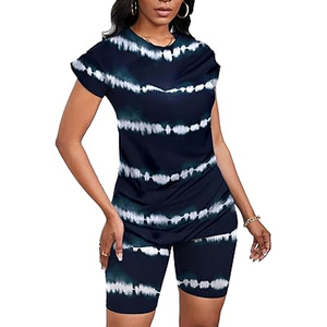 Women Fashion Lounge Wear Oversized Tee and Cycling Shorts Two Piece <b>Set</b> Wholesale - Product Image 2