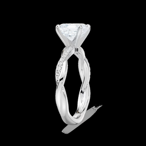 Bague de fiançailles en diamant de laboratoire taille Asscher 1,10 carat, certifiée IGI, en or massif 14 carats avec tige torsadée - Product Image 3