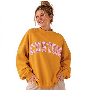 NANJU <b>Top</b> Trendy Loose Fit Custom Embroidery Logo <b>Women's</b> Long Sleeve Mock Neck Winter Sweatshirt Breathable Anti-Wrinkle 100% - Product Image 3