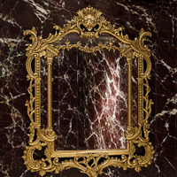 Miroir mural doré orné de luxe, miroir de salle de bain baroque, miroir de vanité décoratif, cadre antique, décoration intérieure pour la maison et l'hôtel