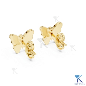 ต่างหูรูปผีเสื้อเคลือบสีส้ม ปีกเคลือบเงา ทองคำแท้ 14K 18K เครื่องประดับหรูหราสำหรับผู้หญิง เหมาะสำหรับงานแต่งงานและงานปาร์ตี้ - Product Image 3