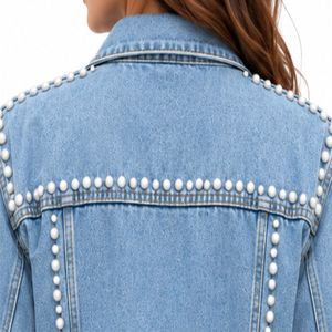 Chaqueta Vaquera para Mujer WARPRO INDUSTRY, Manga Larga, Cuello Camisero, Cierre de un Botón, Corte Corto, Ropa de Invierno - Product Image 3