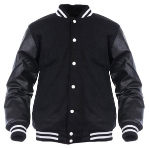 Good Quality Men's Baseball <b>Jackets</b> With <b>Leather</b> Sleeves Wholesale <b>Long</b> Sleeve <b>Leather</b> Windproof Quilted baseball Varsity <b>Jacket</b> - Product Image 1