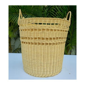 Set of 3 <b>White</b> Round Eco-Friendly Rattan <b>Storage</b> <b>Baskets</b> - Product Image 6