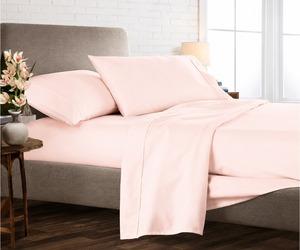 Premium Misty Rose 200 Thread Count Cotton <b>Bed</b> Linen Set Queen Size Soft Breathable Lightweight Fabric Comfortable Everyday Home - Product Image 1