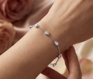 Betterstar High 18K White Gold D Colour VVS IGI Certified Lab Grown Diamond <b>Bracelet</b> Round Cut Setting Bridal Jewelry Factor - Product Image 1