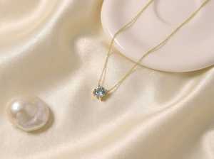 Colgante Solitario con Engaste de Bisel de Topacio Azul de Londres, Plata de Ley 925, Chapado en Oro de 14K, Estilo Vintage Clásico, para Niños, Diciembre - Product Image 5