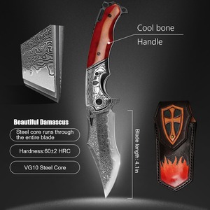 High Quality Handmade DIY OEM 67 Layers Forged Pattern Pocket Folding <b>Knife</b> <b>Bone</b> <b>Handle</b> Daily Outdoor Survival EDC - Product Image 6