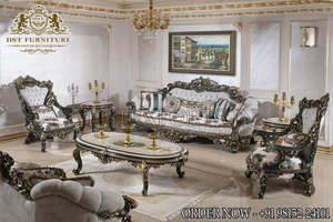 Juego de sofá tallado a mano pulido brillante para el hogar, muebles de salón pulidos de nogal, juego de sofá tallado a mano brillante para el hogar - Product Image 6