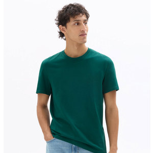 Camiseta de Cuello Redondo Color Beige Claro 100% Algodón para Hombre, Camiseta de Manga Corta con Cuello Redondo, Corte Regular, Color Sólido, Informal - Product Image 4