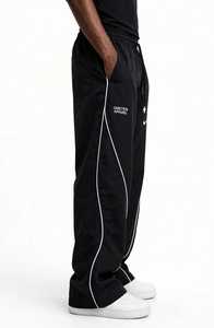 <b>Men's</b> Black Sweatpants <b>White</b> Side Stripe Elastic Waist Drawstring Casual <b>Joggers</b> Breathable Lightweight Polyester Straight - Product Image 5