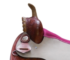 Silla de montar de cuero para carreras de barriles Western con armazón de fibra de vidrio (Disponible en 15'', 16'', 17'') - Product Image 4