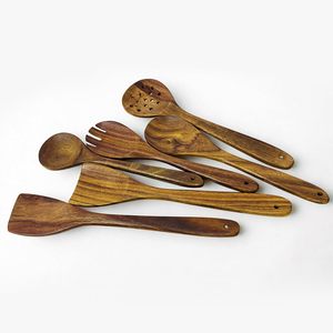 KHATI HOUSE Woodland Gourmet 6 Piece Wooden Utensil Set Premium Handcrafted Natural Wood Cooking <b>Tools</b> - Product Image 3