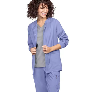 Blouses médicales zippées pour hommes en tissu extensible 4 directions Spandex/Polyester – Ensembles de blouses d'infirmière pour hôpital – Vêtements médicaux - Product Image 5