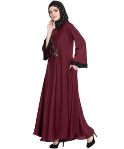 Thobe / Thawb de Alta Calidad, Nueva Abaya Árabe Bicolor para Mujer en Dubái con Hijabs a Juego, Vestido Musulmán Modesto - Product Image 6