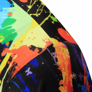 Camiseta Gráfica para Hombre, Negra, con Diseño de Huellas Multicolores, Camiseta Deportiva de Alta Elasticidad, Camisetas Gráficas al por Mayor OEM - Product Image 3