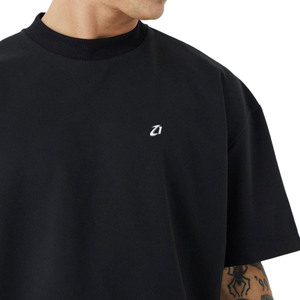 T-shirt Homme Oversize Noir Minimaliste Streetwear en Coton Lourd, Coupe Boxy à Épaules Tombantes, Qualité Premium, Style Urbain Décontracté - Product Image 5