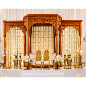 Magnifique Mandap de mariage indien gujarati à trois poteaux en bois, décoration de Mandap vintage sur le thème de Garner, pour mariages en Angleterre et en Australie - Product Image 6