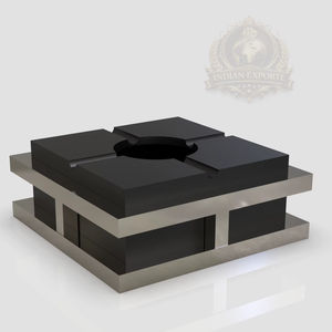 Cendrier de luxe en argent pour l'Arabie Saoudite, cendrier moderne pour cigares en métal et bois, design du Golfe, Dubaï, Riyad - Product Image 1