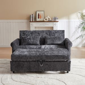 Divano Letto Moderno in Tessuto Chenille da 148 cm, con Schienale Regolabile e Design Classico, Grande Divano Imbottito Convertibile - Product Image 4