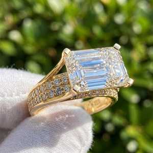 แหวนทองคำขาว 14K ประดับเพชรทรงเหลี่ยมมรกต 3 กะรัต เพชรเลี้ยงในห้องปฏิบัติการ ของขวัญสำหรับผู้หญิง เหมาะสำหรับงานแต่งงาน - Product Image 3