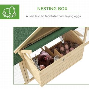 Pollaio in Legno a Doppio Recinto con Nido e Rampe con Vassoio Rimovibile, Gabbie per Animali Tipo H e A per Giardino, Cortile e Fattoria - Product Image 6