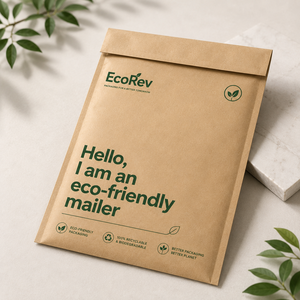 Sac d'expédition en papier kraft EcoRev, standard, plat, avec fermeture autocollante, recyclable, poignées torsadées de luxe, imprimé offset, ECO50 Business - Product Image 5