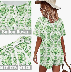 Women Casual Lounge Wear <b>Set</b> Summer Comfortable Two Piece Short Sleeve Outfit - Product Image 2