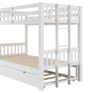 Letto a castello bianco con letto estraibile e letto singolo sotto (Vecchio SKU SM000301AAK 1) - Product Image 6