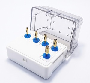 Juego de Electrodos Quirúrgicos Dentales, 5 Piezas, Punta Dorada, Base Azul, Fuente de Alimentación Manual, Estuche Blanco, Almacenamiento Portátil - Product Image 1