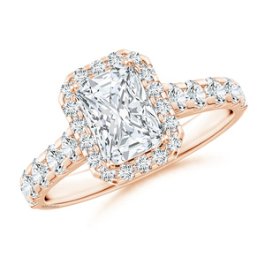 Anillo de Compromiso con Diamante Cultivado en Laboratorio con Corte Radiante Certificado por IGI, Diamantes Laterales, Chapado en Rodio, Oro de 10K, 14K, 18K, Plata 925, Anillo de Boda - Product Image 3