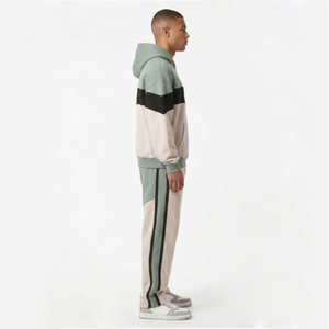 Conjunto Deportivo de Dos Piezas para Hombre, Sudadera con Cremallera y Pantalones Deportivos, Diseño Color Block, Logotipo Personalizado, Ropa Deportiva Urbana - Product Image 4