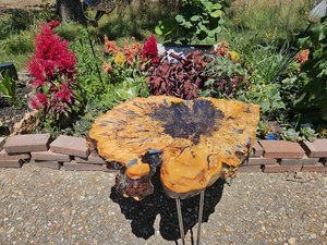 Handcrafted Live Edge Wood Slab Table with Blue Epoxy Resin Outdoor Rustic Furniture <b>Decoration</b> Irregular Shape Durable - Product Image 6