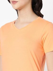 Camisetas de Viscosa/Algodón para Uso Diario, Corte Ajustado, Tejido Liso Teñido, Camisetas Deportivas para Mujer con Cuello en V, Manga Corta y Transpirables - Product Image 2